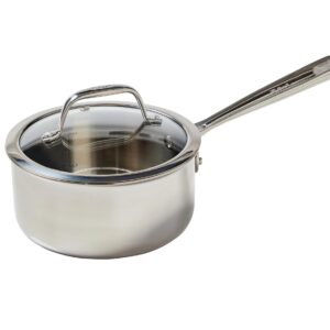 T-fal Pro Tri-Ply Stainless Steel Sauce Pan with Lid 2 Quart, Induction Compatible, Oven Safe 500F, Lid 350F, Multipurpose, Fast & Even Heat, Professional Quality & Durability, Dishwasher Safe, Silver