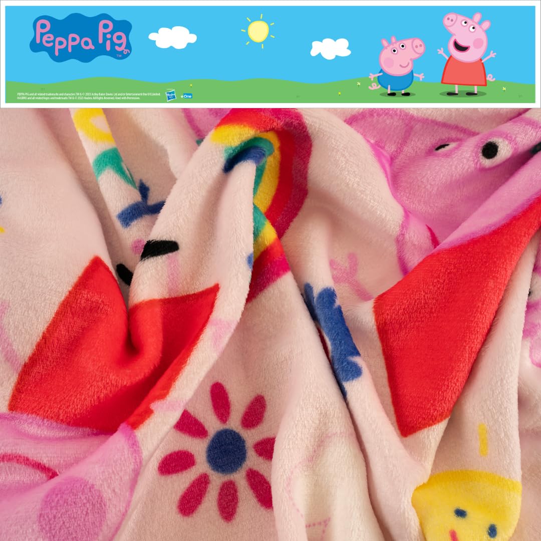 Franco Peppa Pig Kids Bedding Super Soft Cozy Silk Touch Throw, 40 in x 50 in, (Officially Licensed Product)