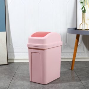 13 Gallon Trash Can, 2024 Upgraded Plastic Swing Top Kitchen Garbage Trash Can, Trash Can for Kitchen, Top Garbage Bin for Counter top, Coffee Area, Bathroom, Office & Home, Kitchen, Bedroom (Pink)