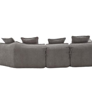 Haplized 137.8” Curved Boucle Sofa Couch, Modern Sectional Sofa Cloud Deep Seat Couch with 4 Pillows, Comfy Modular 5-Seat Couches for Living Room Apartment (Grey)