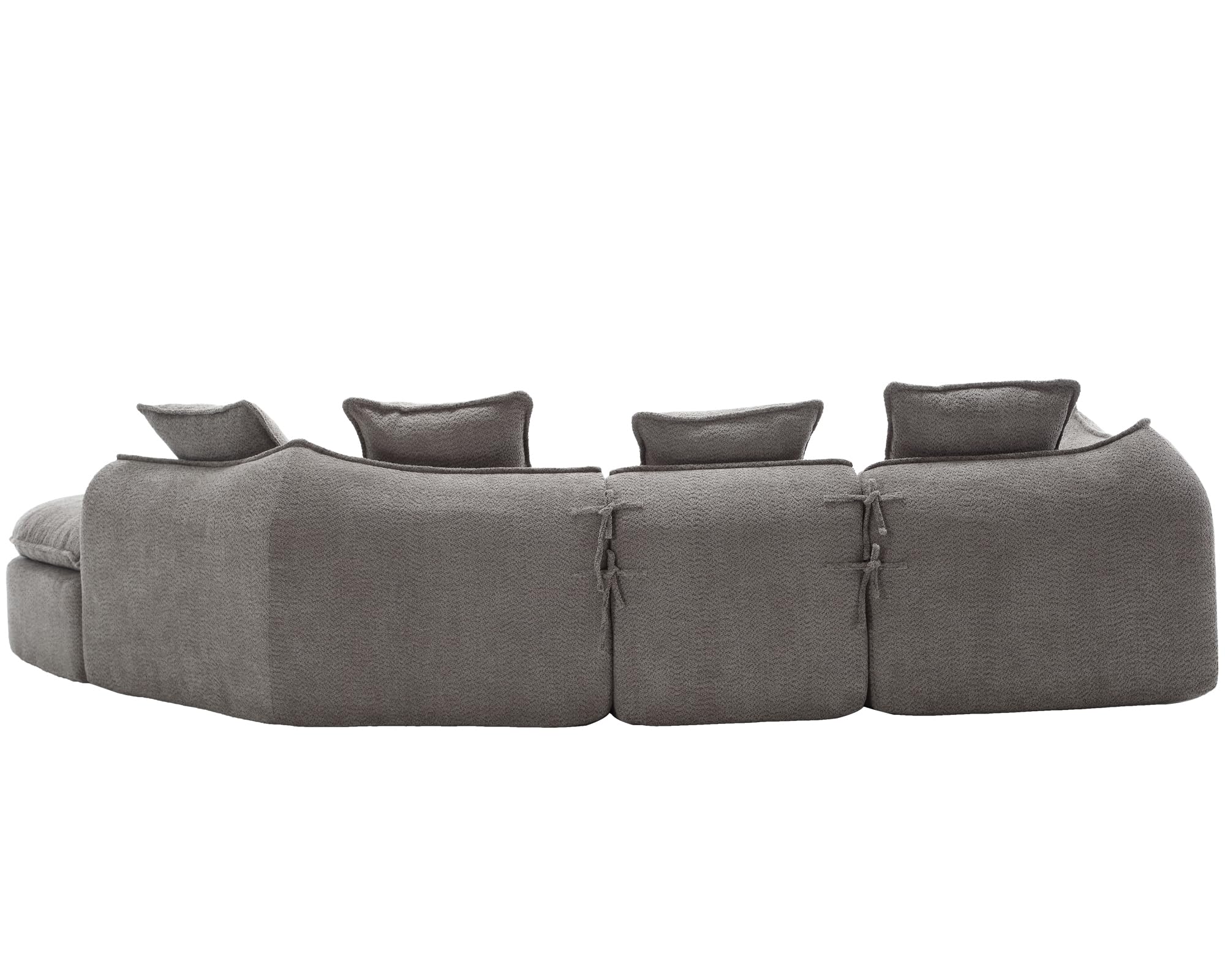 Haplized 137.8” Curved Boucle Sofa Couch, Modern Sectional Sofa Cloud Deep Seat Couch with 4 Pillows, Comfy Modular 5-Seat Couches for Living Room Apartment (Grey)