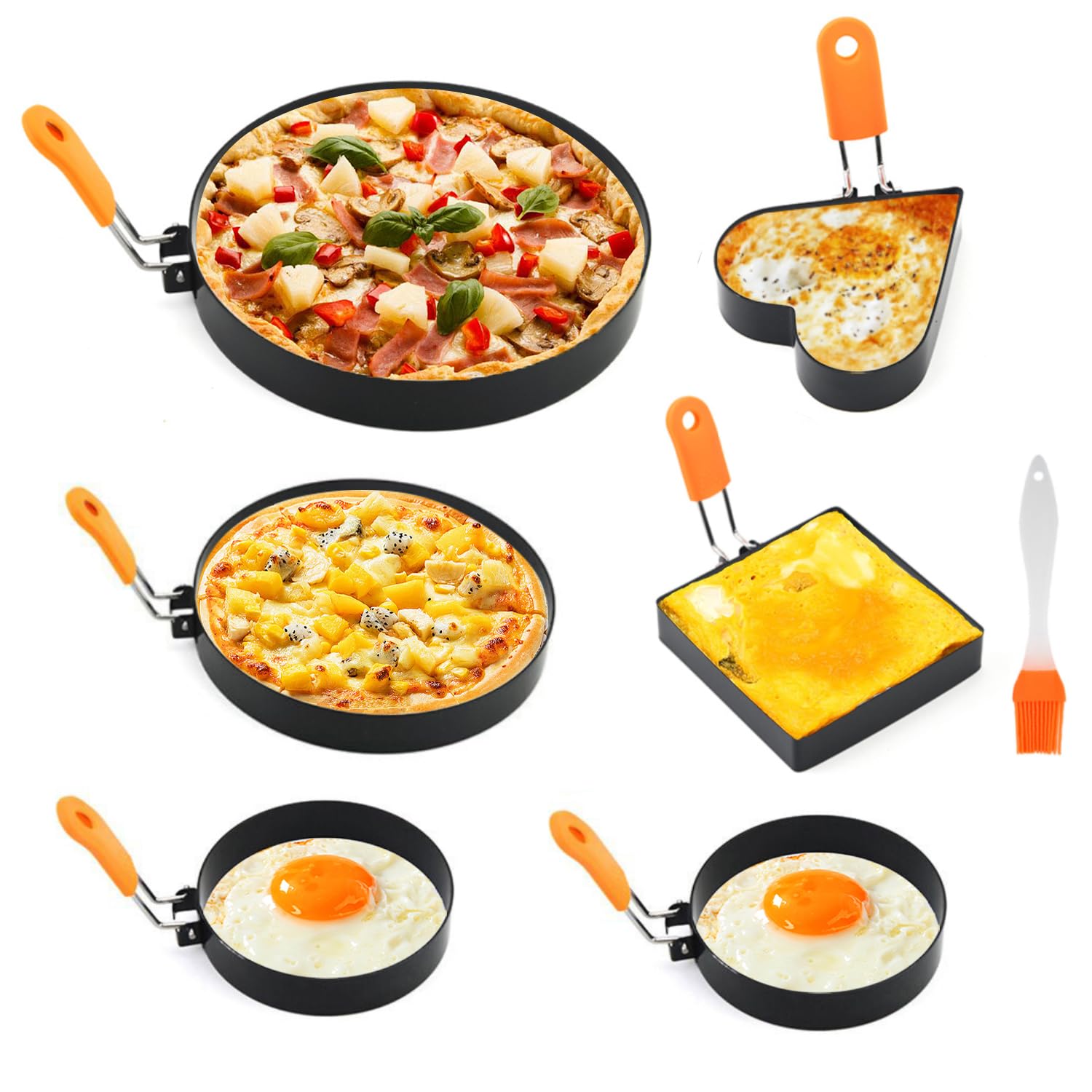 6 Packs Egg Ring, Egg Rings For Frying Eggs, There Are Circles, Squares, And Hearts Egg Circles For Frying Eggs, Egg Molds That Can Be Used For Breakfast Sandwiches