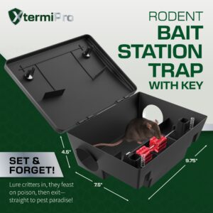 Rat & Mouse Bait Station - 2 Pack - Rat Bait Stations for Rats and Mice Outdoor/Indoor - Tamper Resistant - Child & Pet Safe Rodent Bait Station - Outside Traps for Mice - Bait Box Pest Control