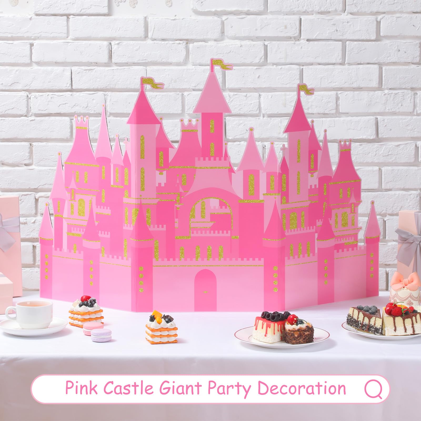 Watersay Pink Castle Cardboard Princess Party Decoration Castle Table Decoration Princess Birthday Backdrop Princess Theme Halloween Baby Shower Wedding Fairy Tale Photography Background