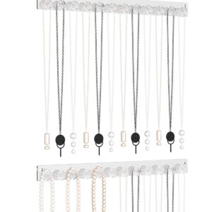 LongMen Acrylic Necklace display for Women,Necklace Holder Organizer for Girls,Jewelry Organizer Hanging with 12 Hooks,Jewelry Hangers for Necklace (2)