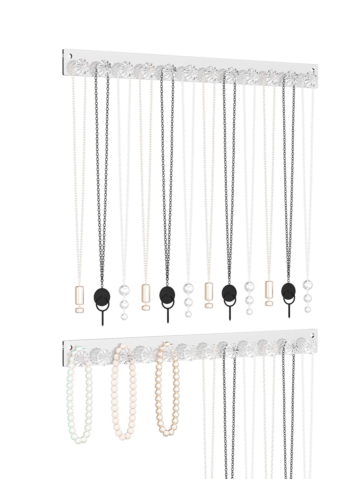 LongMen Acrylic Necklace display for Women,Necklace Holder Organizer for Girls,Jewelry Organizer Hanging with 12 Hooks,Jewelry Hangers for Necklace (2)