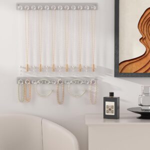 LongMen Acrylic Necklace display for Women,Necklace Holder Organizer for Girls,Jewelry Organizer Hanging with 12 Hooks,Jewelry Hangers for Necklace (2)