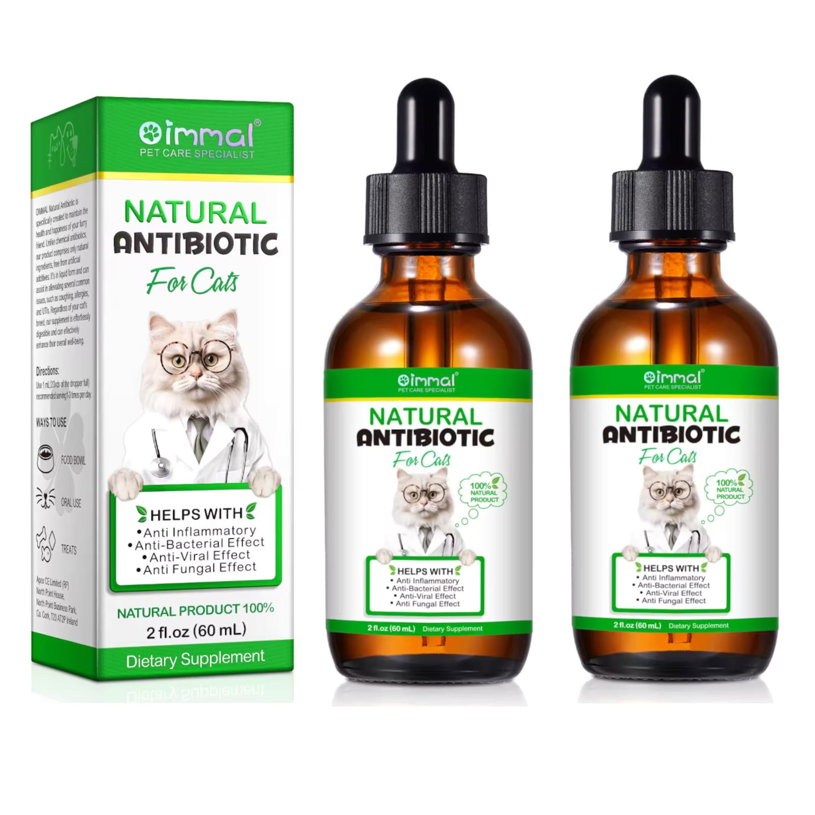 2 Pack - Natural Antibiotics for Cats- Pet Antibiotic - Healing Aid and Skin Repair for Wounds, Sores, and Abrasions, Provides Itch Relief for Irritated Skin