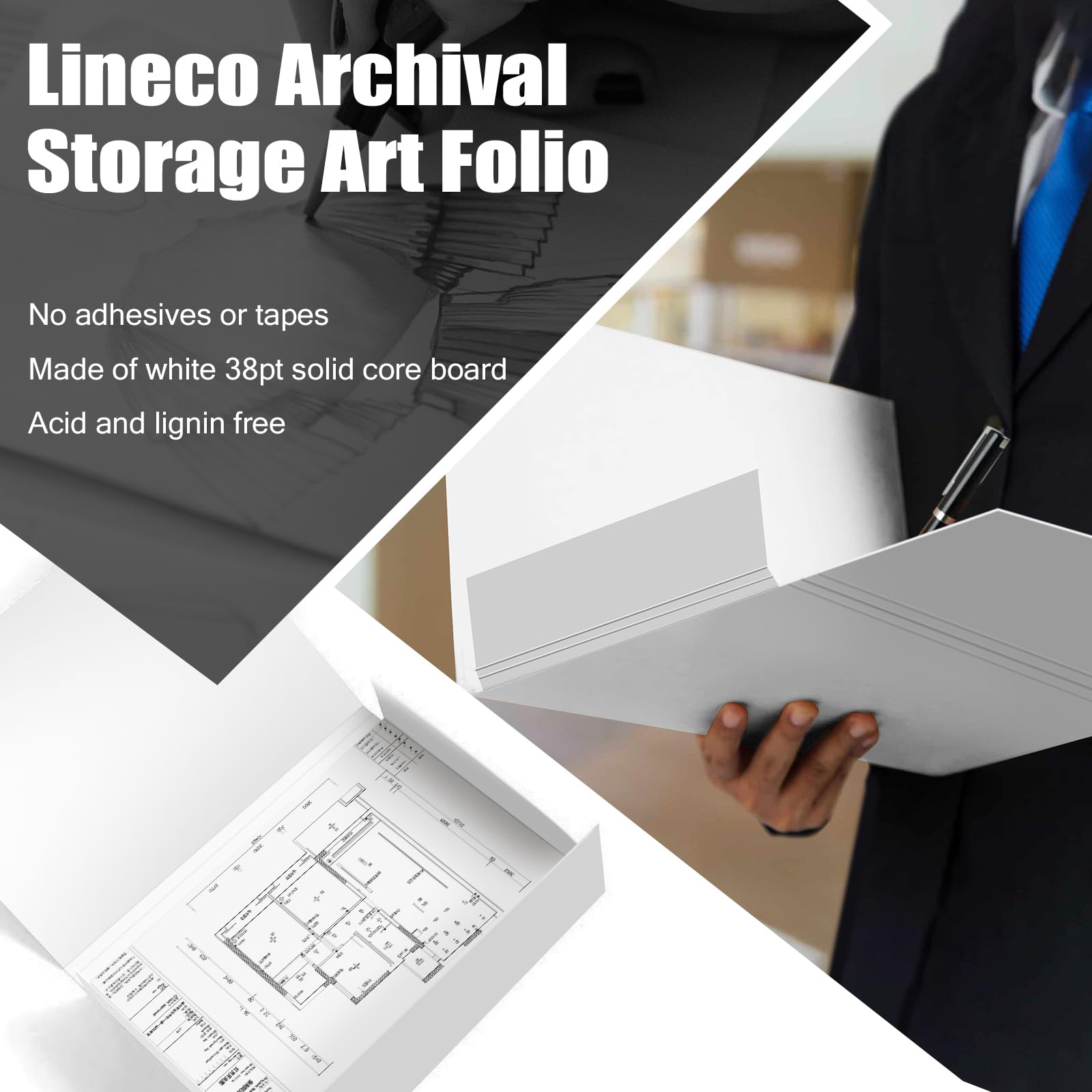 Lineco Archival Storage Art Folio, for Preserving 11x14 Inch Artwork Photographs Prints Letters or Documents, Acid-Free Folder with 1.25 Inch Deep, Pack of 1