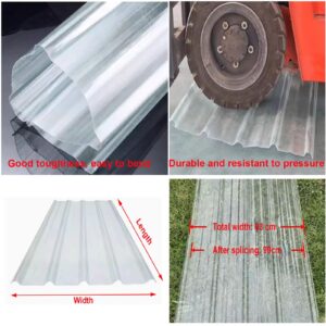 AIROTRON 1mm Clear Roof Sheet,Corrugated Roofing Sheets,1/3/5/8/10/12/15 Pcs Fiberglass Daylighting Panels,Dustproof Daylighting Panels,Waterproof Roofing Tiles,Easy to Bend and Cut (35x24in,1 Pcs)