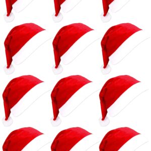 SORANGEUN 12pcs Santa Hats, Bulk Santa Hats for Adult, Red Classic Christmas Hats for Men and Women, Nonwoven Xmas Hats, Gorros De Navidad