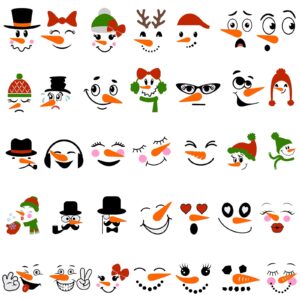 imagitek 36 pcs snowman face stickers for christmas ornaments snowman face decals diy vinyl stickers for water bottles christmas ball refrigerator window clings christmas decorations