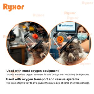 Ryxor Pet Oxygen Mask - 5 Sizes, 7 Feet Tubing - Veterinary Designed Breathing Aid for Dogs & Cats - Helps Relieve Breathing Distress from CHF, Tracheal Collapse, Asthma - Vet, EMS, Use（Purple）