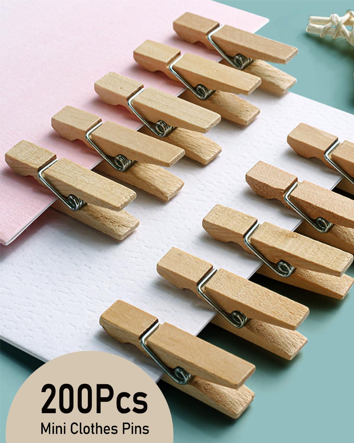 200 PCS Mini Clothespins 1.2 Inch, Mini Clothes Pins for Photos, Small Clothes Pins Wooden, Mini Photo Clips for Baby Shower Crafts DIY Project