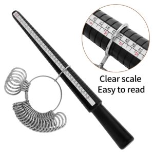 Bflaae Ring Sizer Measuring Tool Kit, Plastic Ring Mandrel, Reusable Finger Size Tape 1-17 USA Rings Size, 27 PCS Stainless Steel Measuring Ring Tool, US Ring Size 0-13 with Half Size