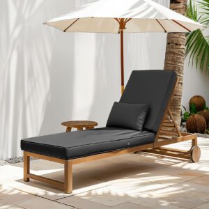 Lokex Chaise Lounge Cushions Outdoor, Waterproof Removable Chaise Lounge Cushion, 72x21x3 Inch Lounge Chair Cushions for Outdoor Furniture Comes with Lace-up Straps and Anti-Slip Bottom