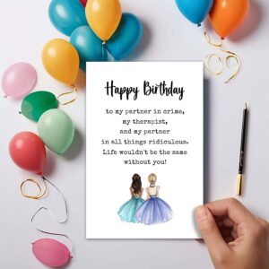 Qiyepbro Best Friend Birthday Card, Birthday Card for Bestie, Friendship Birthday Card, Bestie Thank You, Funny Birthday Cards for Women Friends