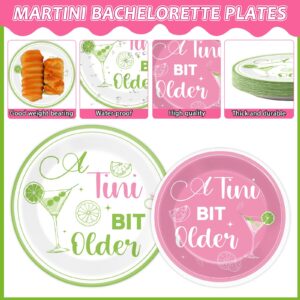 96pcs A Tini Bit Older Party Supplies Martini Paper Plates Napkins Weenies and Tini Dessert Party Tableware Set Hot Pink & Green Dinnerware for Birthday Bridal Wedding Baby Shower Decoration Serve 24