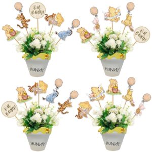 uebtgrnn winnie themed 16pcs cake topper, centerpieces stick table toppers for baby shower and birthday party