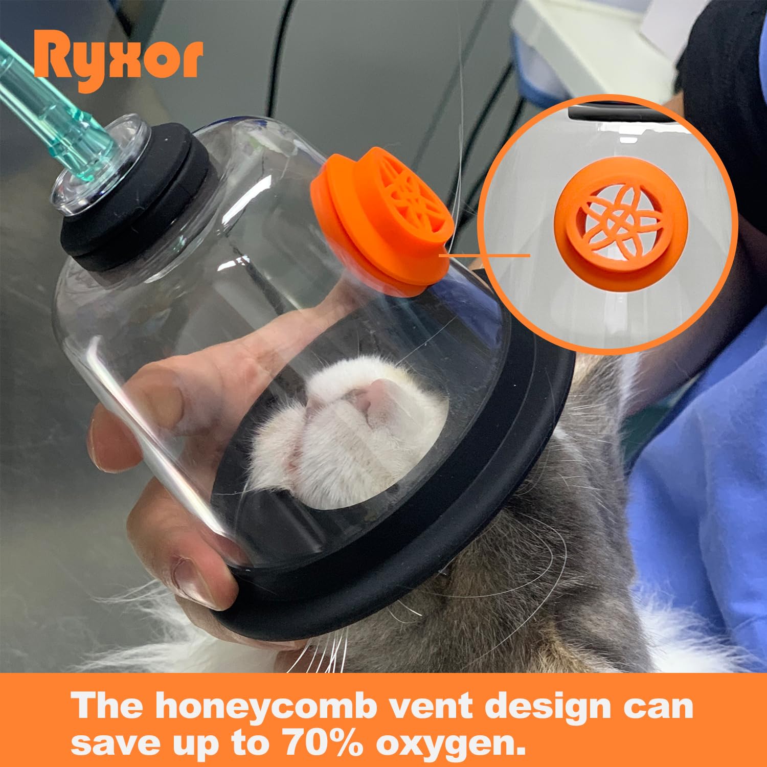 Ryxor Pet Oxygen Mask - 5 Sizes, 7 Feet Tubing - Veterinary Designed Breathing Aid for Dogs & Cats - Helps Relieve Breathing Distress from CHF, Tracheal Collapse, Asthma - Vet, EMS, Use（Purple）