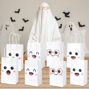 12Pcs Halloween Party Favor Bags Cute Ghost Themed Party Disposable Treat Bags with Handles Little Boo Gift Bags for Halloween Spooky Themed Trick or Treat Birthday Party Decorations Supplies