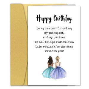 qiyepbro best friend birthday card, birthday card for bestie, friendship birthday card, bestie thank you, funny birthday cards for women friends