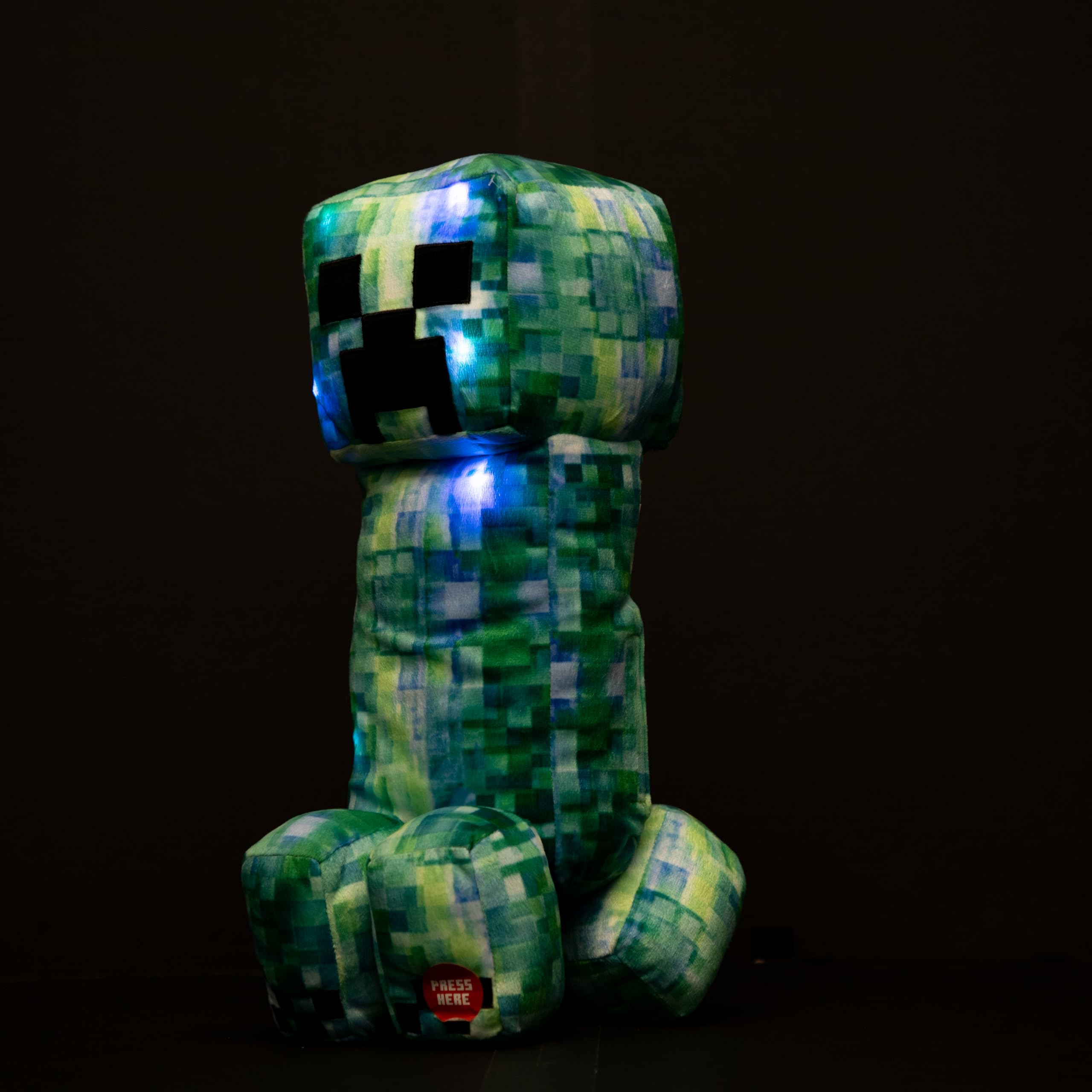 Minecraft Charged Up Creeper Pillow Buddy - Light up Plush - Super Soft Polyester Microfiber Character Pillow with LED Lights, 16 Inches