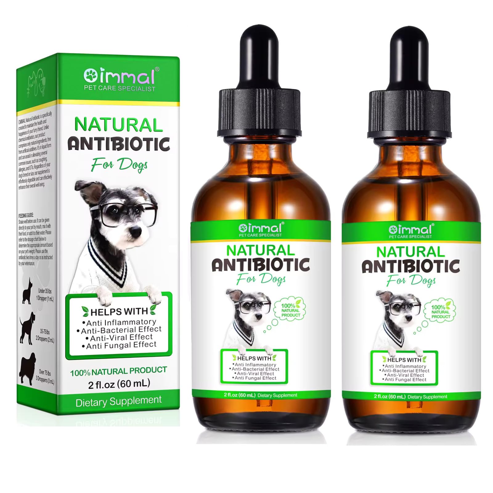 2 Pack Natural Antibiotics for Dogs - Pet Antibiotic - Healing Aid and Skin Repair for Wounds, Sores, and Abrasions, Provides Itch Relief for Irritated Skin - Duck Flavor