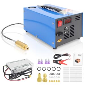 nihao pcp air compressor, 4500psi 30mpa, water oil-free, 12v automotive dc or home 110v ac, portable pcp airgun compressor for paintball/pcp rifle/mini scuba tank