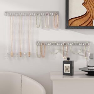 LongMen Acrylic Necklace display for Women,Necklace Holder Organizer for Girls,Jewelry Organizer Hanging with 12 Hooks,Jewelry Hangers for Necklace (2)