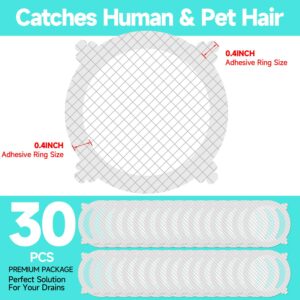 Solvora 30 Pack Disposable Shower Drain Hair Catcher Shower Drain Mesh Stickers, Bathroom, Bathtub, Kitchen, Sink, for Human and pet Hair