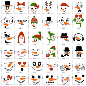 iMagitek 36 Pcs Snowman Face Stickers for Christmas Ornaments Snowman Face Decals DIY Vinyl Stickers for Water Bottles Christmas Ball Refrigerator Window Clings Christmas Decorations