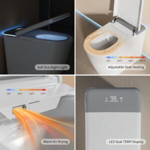 KE KING Smart Toilet with Bidet Built-in, Auto Dual Flush, Auto Open & Close Bidet Toilet with Heated Seat, Instant Warm Water, Remote Control, ADA Height Tankless Toilet