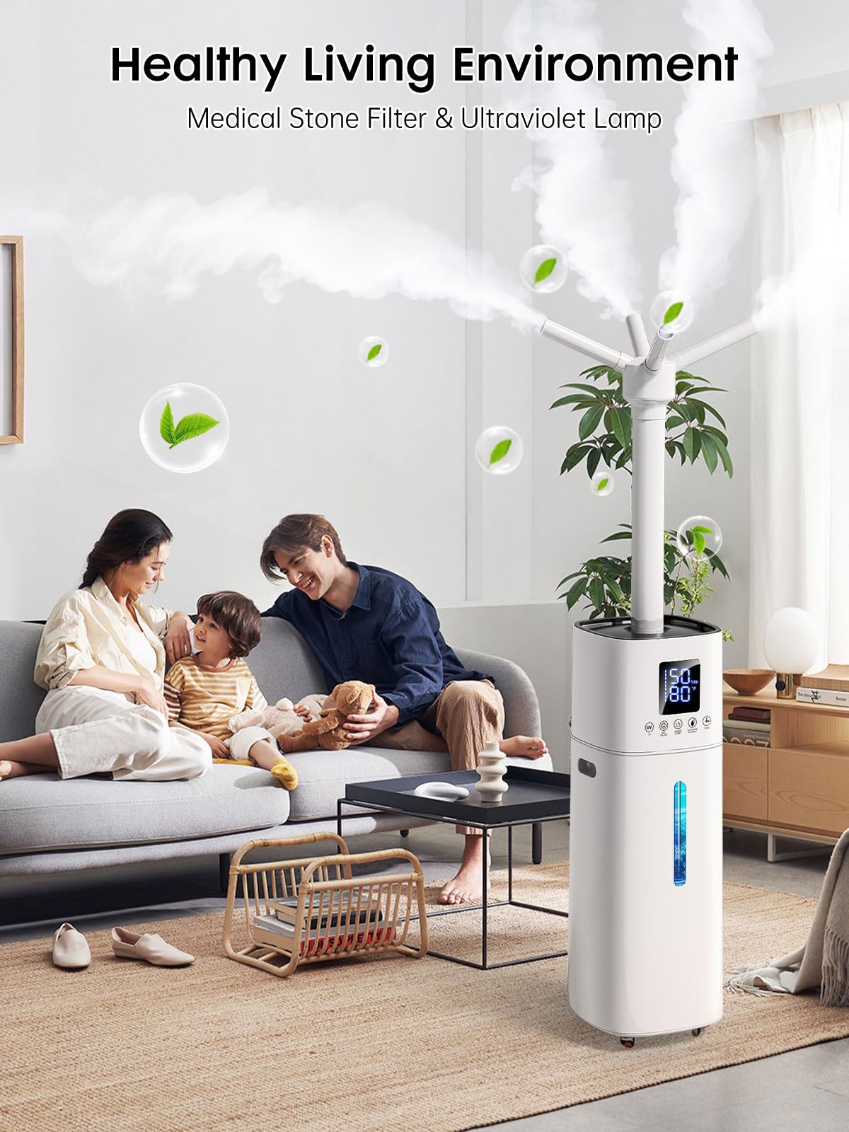 15L/4Gal Humidifier Large Room for 2000ft², Humidifiers for Bedroom Large Room, Air Humidifiers for Home, 600ml/h Misting, 60H Runtime, Essential Oil Box, Easy to Move, Top Fill Design, Auto Shut Off