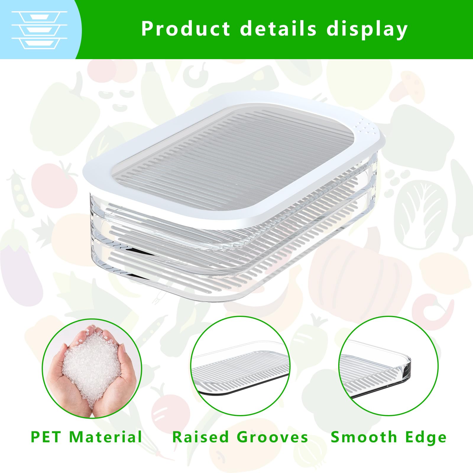 Japanese Lunch Meat Container for Refrigerator, 3 Layers Deli Meat Container for Fridge, Stackable Cold Cuts Storage Containers for Fridge, Deli Meat Container with Lid for Meat, Cold Cuts, 1 Pack