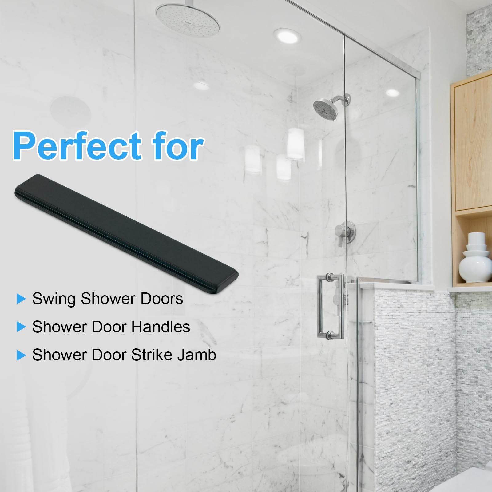 Shower Door Magnet, 2-1/2" Long Glass Shower Door Magnet Replacement for Swing Shower Doors Shower Door, Handles Shower Door Strike Jamb (Black 1pack)