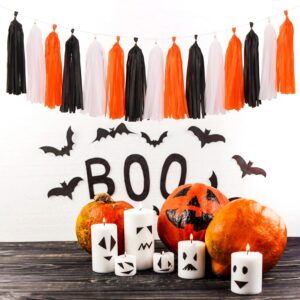 Black White Orange Halloween Party-Decorations - 33pcs Birthday Banner,Streamers Tassel Garland,Paper Lantern Fans,Tissue Pom Poms,Bachelorette Baby Bridal Shower Graduations Backdrop Decor Hugtmr