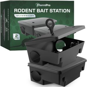 rat & mouse bait station - 2 pack - rat bait stations for rats and mice outdoor/indoor - tamper resistant - child & pet safe rodent bait station - outside traps for mice - bait box pest control