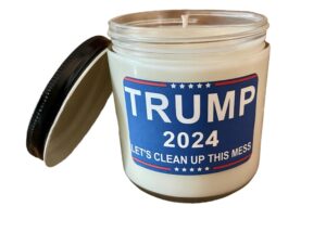 highly scented trump 2024 let's clean up this mess victory vanilla candle- pet friendly - all natural - hand poured. (16 oz)