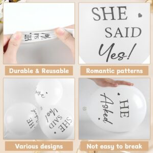 54Pcs Engagement Party Balloons Engagement Party Decorations He Asked，She Said Yes Balloon Cream Heart Shape Silver Confetti Latex Balloon for Bridal Shower Engagement Wedding Party Supplies