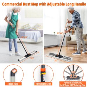 Sayene Commercial Dust Mop 36 Inch Large Mop Microfiber Mops for Floor Cleaning Cotton Mop Wood Hardwood Laminate PVA Vinyl Tile Floor Mops Dry Wet Flat Mop