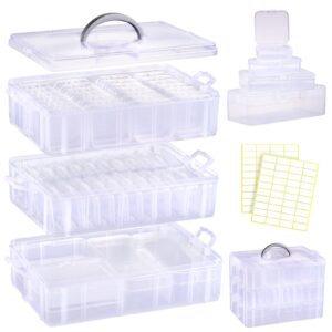 funtopia bead organizers and storage, 56 pcs small plastic containers with lids and 3-tier stackable storage box, mini clear organizers for jewelry toys craft storage (4 sizes)