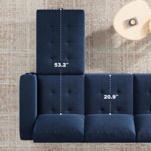 Belffin Modular Sectional Sofa Couch 7-Seater Convertible Sectional Sofa Velvet Modular Sectional with Storage Ottoman L Shaped Couch with Chaises Blue