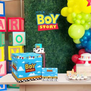 Heboland Cartoon Toy Baby Shower Decorations Diaper Raffle Box with 50 Tickets Cards,It's A Boy Story Baby Shower Theme Game