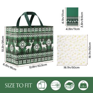 STYPOP 2 Pack 13" Large Christmas Gift Bags with Tissue Paper, Reusable Christmas Tote Bags with Handles, Non-Woven Holiday Gift Bags for Christmas Gift Wrap/Party Favor Supplies, 12.8"*10.2"*6.3"