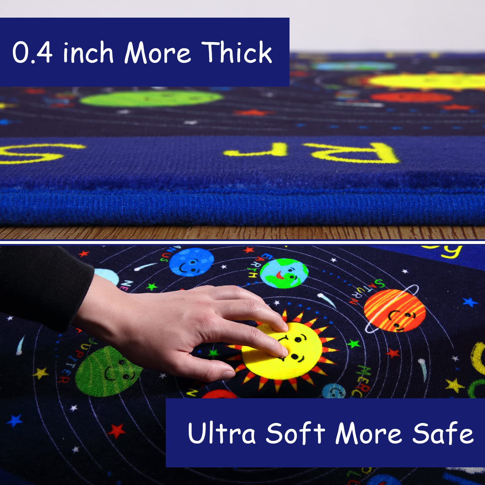 GarveeHome Kids Rug Educational Learning Carpet 8x10 Large Nursery Playmat Kidsroom Rug Non-Slip Ultra-Soft Galaxy Planets Stars Classroom Play Rug Solar System Area Rug for Playroom Bedroom