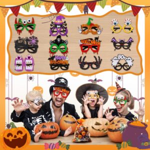 Bluegogo Halloween Glasses 12PCS Glitter Halloween Eyeglasses for Kids Adults Funny Halloween Party Favors Photo Booth Props Pumpkin Spider Web Funny Party Decorations