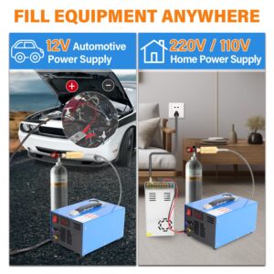 NIHAO PCP Air Compressor, 4500Psi 30Mpa, Water Oil-Free, 12V Automotive DC or Home 110V AC, Portable PCP Airgun Compressor for Paintball/PCP Rifle/Mini Scuba Tank