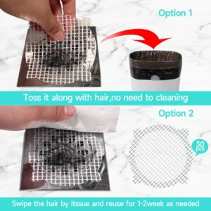 Solvora 30 Pack Disposable Shower Drain Hair Catcher Shower Drain Mesh Stickers, Bathroom, Bathtub, Kitchen, Sink, for Human and pet Hair