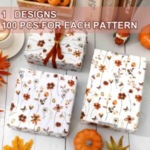 JarThenaAMCS 100 Sheets Fall Floral Tissue Paper Autumn Wildflower Gift Wrapping Paper Flower DIY Art Craft Tissue for Thanksgiving Wedding Birthday Party Decor, 14 x 20 Inch